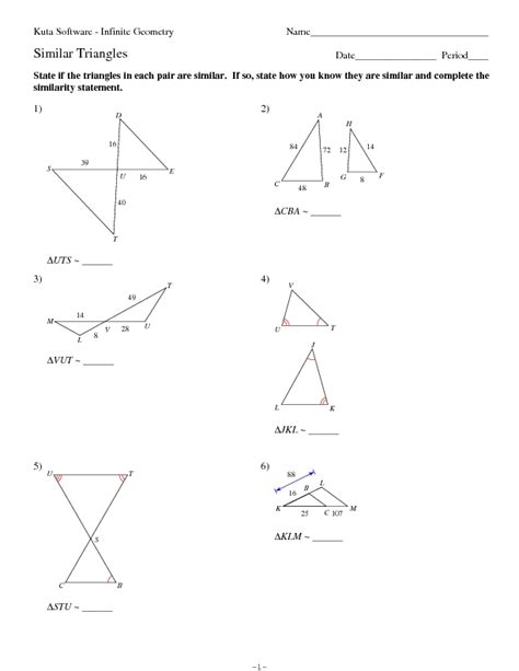 similar triangles worksheet answer key kuta software